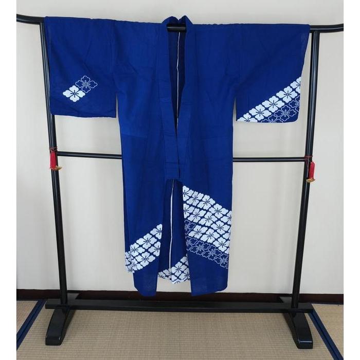 Vintage Men’s Yukata – Deep Blue Sakura Pattern, SIZE good on 138cm-148cm