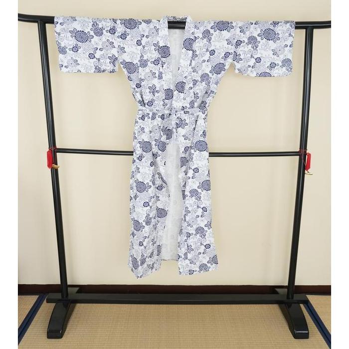 Vintage Women’s Nemaki – Traditional Kanji Print Robe with Belt