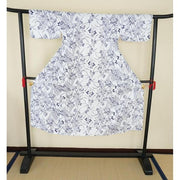 Vintage Women’s Nemaki – Blue Floral Pattern Robe with Belt