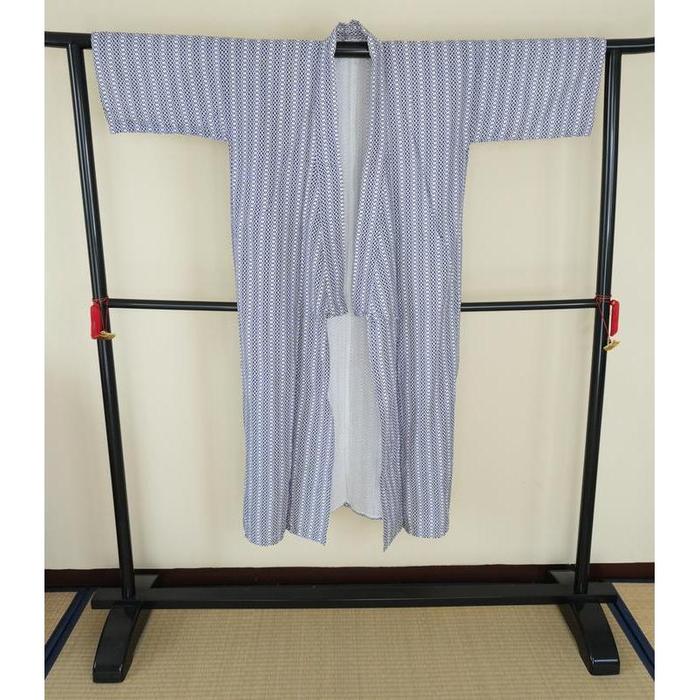 Vintage Men’s Nemaki – Traditional Geometric Pattern Robe with Belt