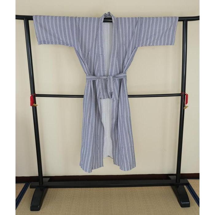 Vintage Men’s Nemaki – Traditional Geometric Pattern Robe with Belt