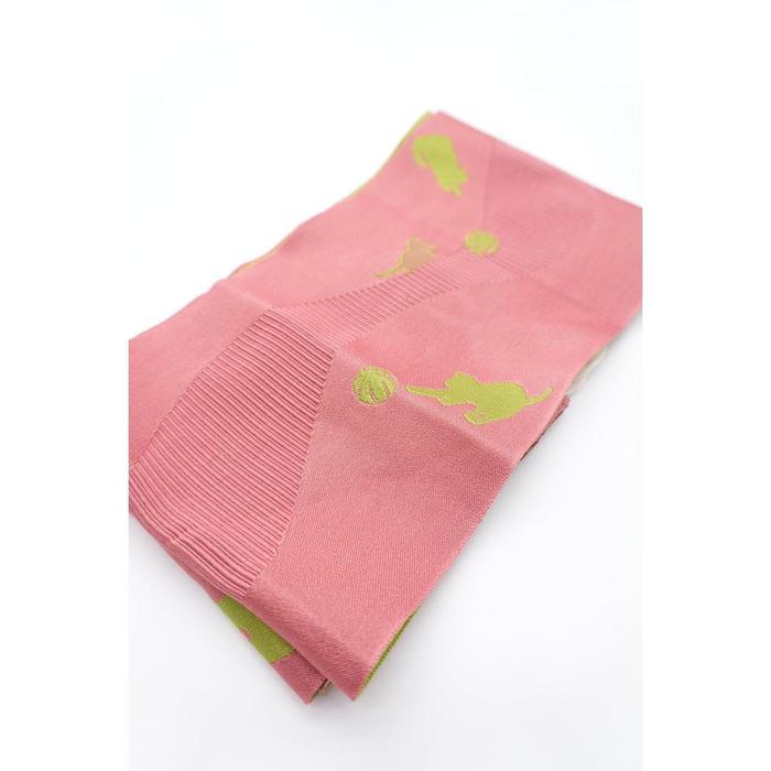 Vintage Japanese Obi Belt with Cat Pattern – Pink Yukata Kimono Bow Belt