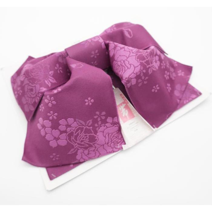 Vintage Japanese Obi Belt with Floral Pattern – Purple Yukata Kimono Bow Belt