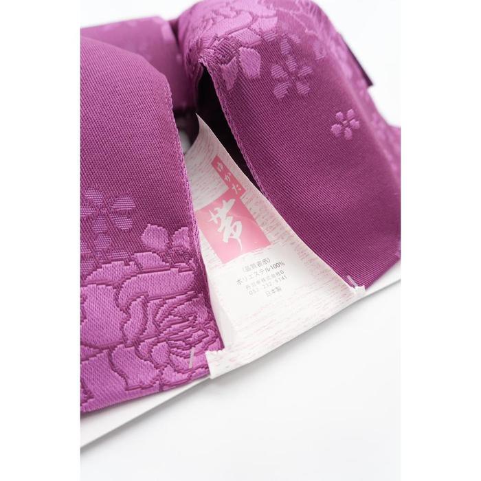 Vintage Japanese Obi Belt with Floral Pattern – Purple Yukata Kimono Bow Belt