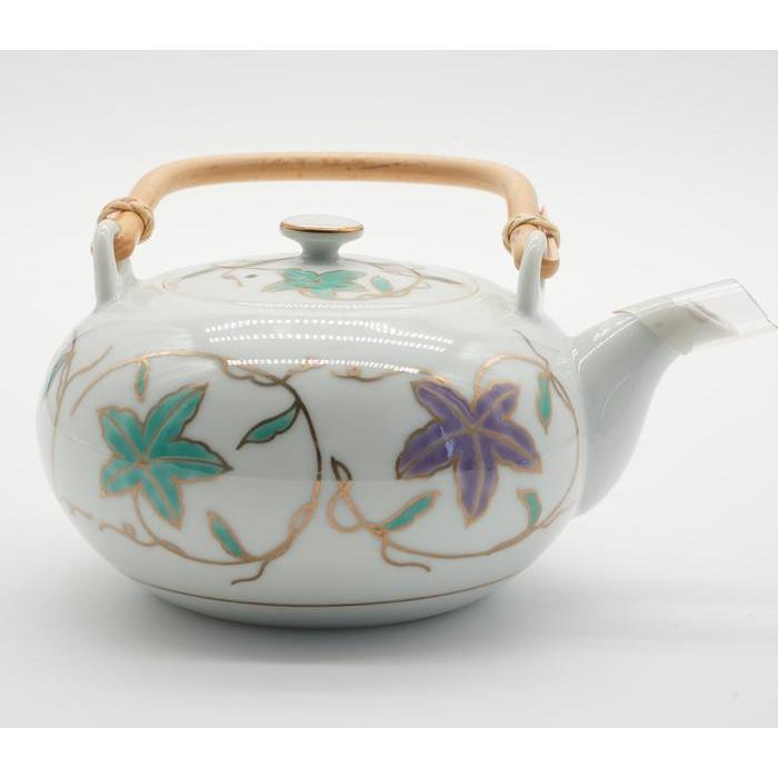 VINTAGE - Japanese Arita Ware Porcelain Teapot – Turquoise and Purple Vine Design