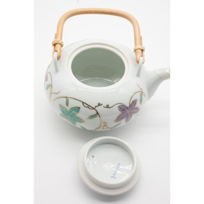 VINTAGE - Japanese Arita Ware Porcelain Teapot – Turquoise and Purple Vine Design