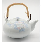 VINTAGE - Japanese Arita Ware Celadon-Style Porcelain Teapot with Raised Hydrangea Design