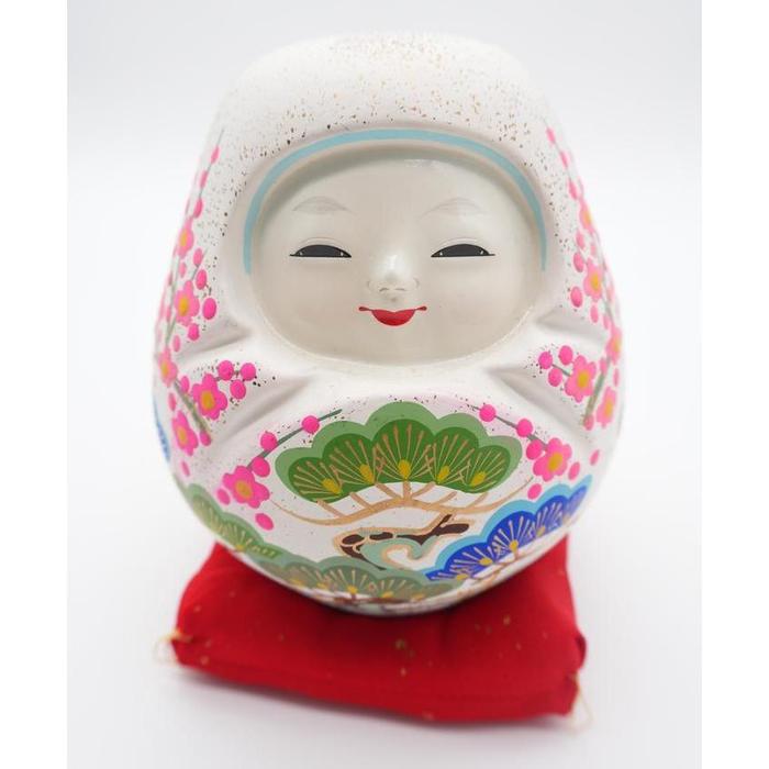 VINTAGE - Japanese White Kaga Hachiman Okiagari Doll with Bell