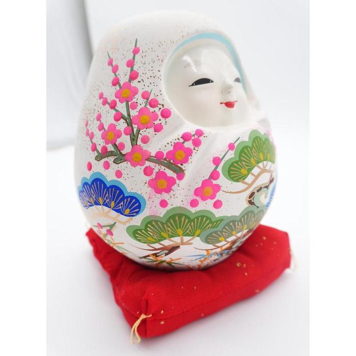 VINTAGE - Japanese White Kaga Hachiman Okiagari Doll with Bell