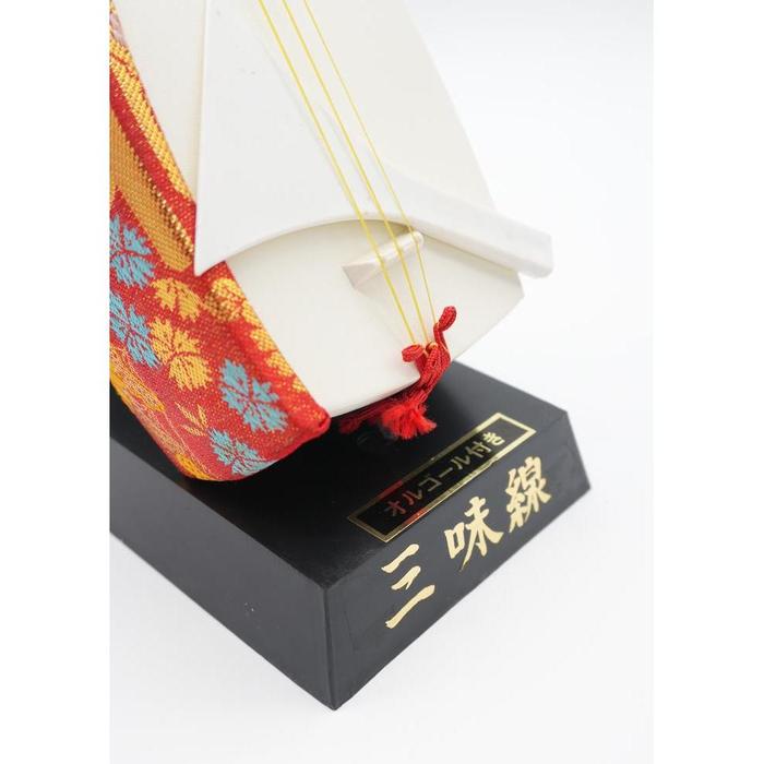 VINTAGE - Japanese Shamisen-Shaped Music Box with Stand and Original Box