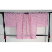 VINTAGE Pink Haori with Delicate Floral Lace Pattern and Subtle Shimmer