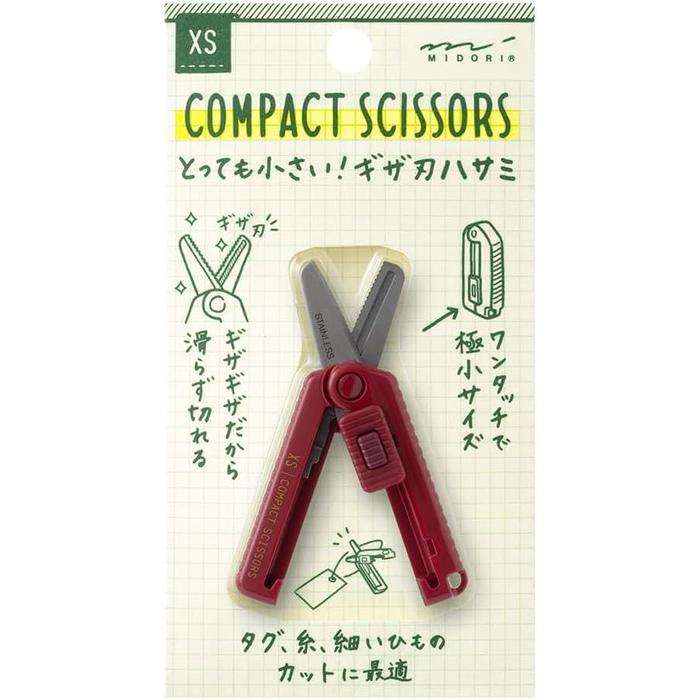 MIDORI XS Compact Scissors – Serrated Blade, 4 Colors