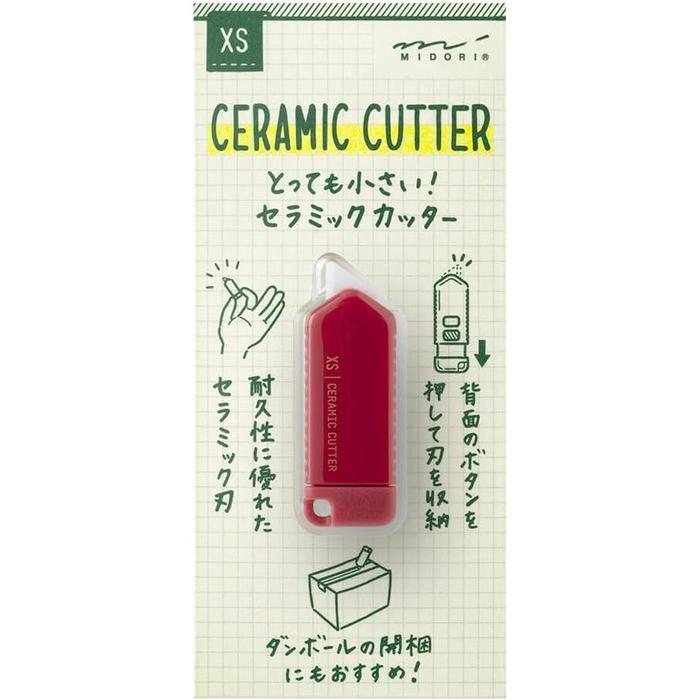MIDORI XS Ceramic Cutter – Ultra-Compact Refillable Cutter, 4 Colors + Replacement Blade