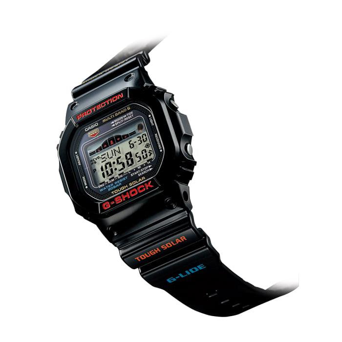 Casio G-Shock G-LIDE Radio Solar GWX-5600-1JF Men's Watch, Black with Tide Graph and Solar Power