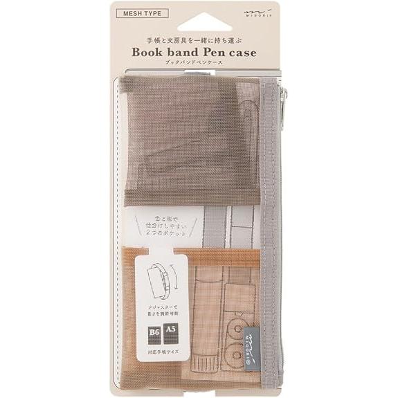 Estuche de bolígrafos de malla MIDORI Book Band – B6 a A5, 4 colores