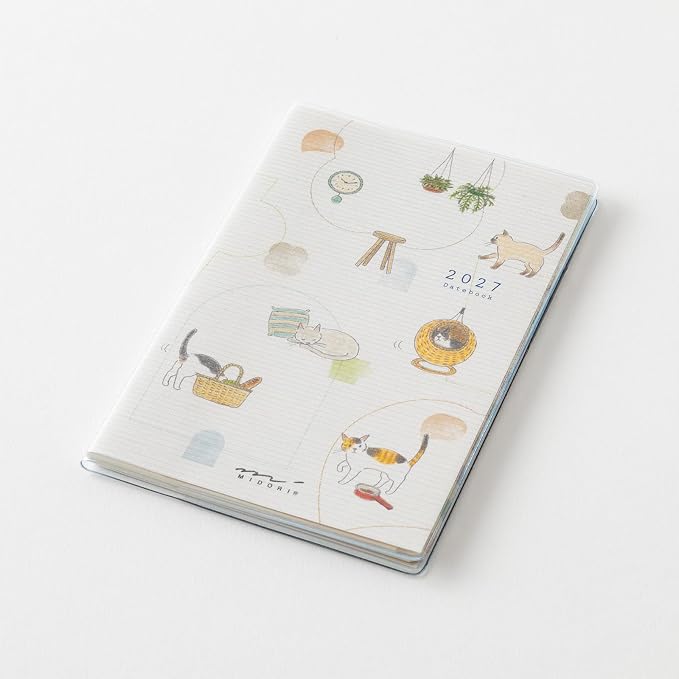 MIDORI Pocket Diary 2027 Cat Pattern – A6 / B6 / Slim / Mini