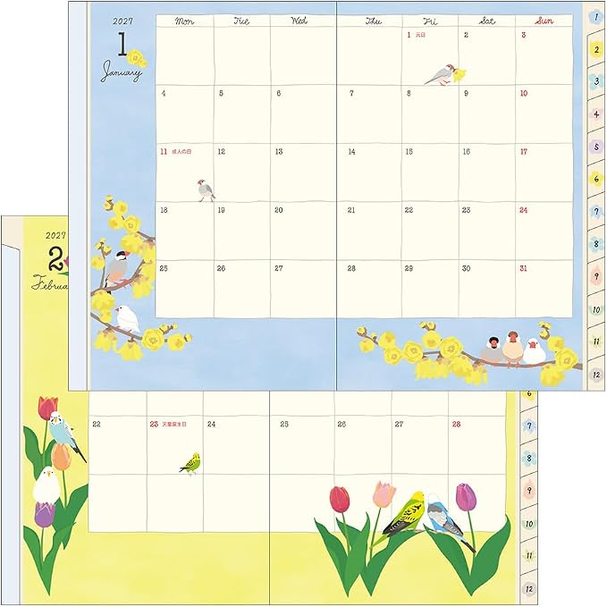 MIDORI Pocket Diary 2027 – Dog / Country Time Floral / Tri Pattern, A6 & B6