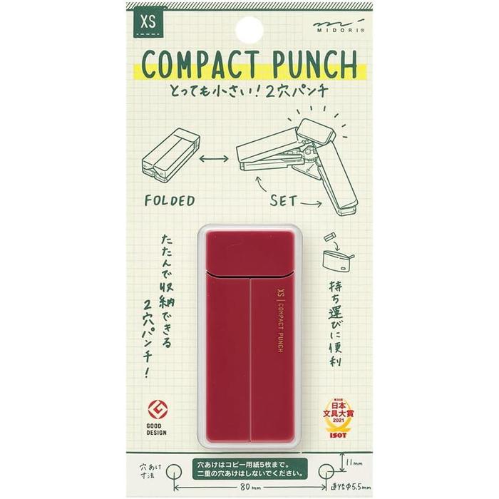 MIDORI XS Compact Punch – Foldable 2-Hole Punch