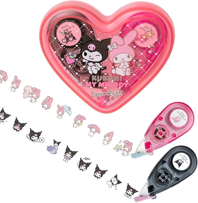 PLUS Decorush Sanrio Characters Heart Case Set – Decoration Tape, 4 Designs