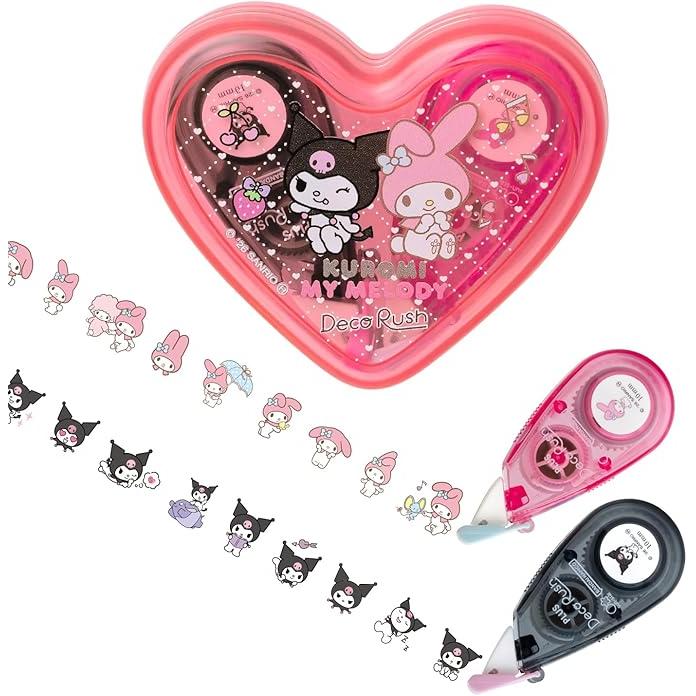 PLUS Decorush Sanrio Characters Heart Case Set – Decoration Tape, 4 Designs