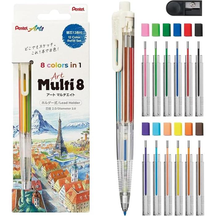 Pentel Multi 8 Series Multi-Lead Pencil Set with Refills – Art Multi 8 / Super Multi 8 / Multi 8