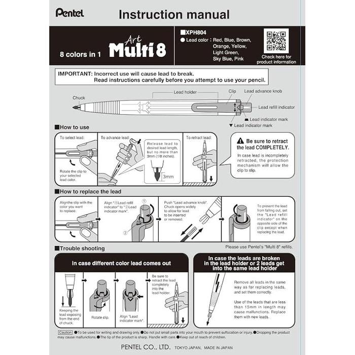 Pentel Multi 8 Series Multi-Lead Pencil Set with Refills – Art Multi 8 / Super Multi 8 / Multi 8
