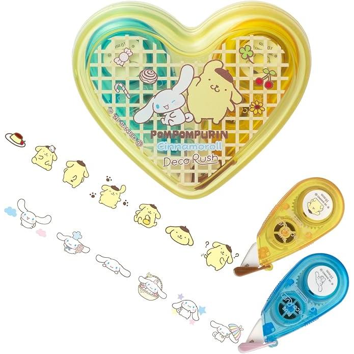 PLUS Decorush Sanrio Characters Heart Case Set – Decoration Tape, 4 Designs