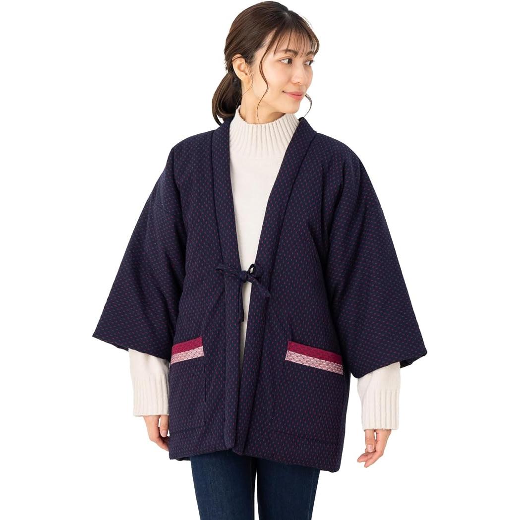 Watanosato Women's Kurume Dobby Hanten 8080 – Cotton-Filled Japanese Winter Jacket, 6 Designs