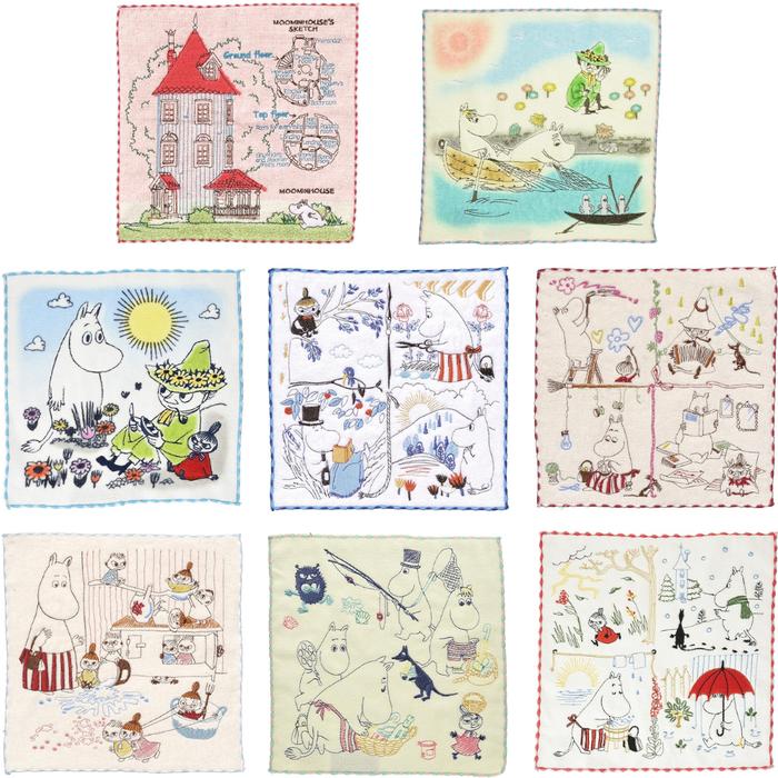 Marushin MOOMIN Mini Hand Towel Cotton 100% 25×25cm – Pocket Size (Part 3)