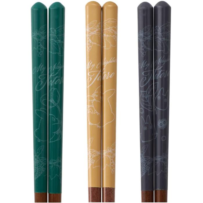 Skater My Neighbor Totoro Lacquered Wooden Chopsticks 21cm – Studio Ghibli (Green / Brown / Gray)