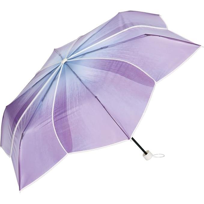 Wpc. Hydrangea Umbrella Mini – Transparent Folding Rain Umbrella, Green & Purple