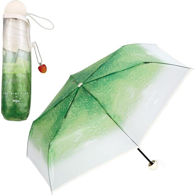 Wpc. × Traveling Coffee Shop Cream Soda Umbrella Mini – Folding Vinyl Rain Umbrella, Green & Blue