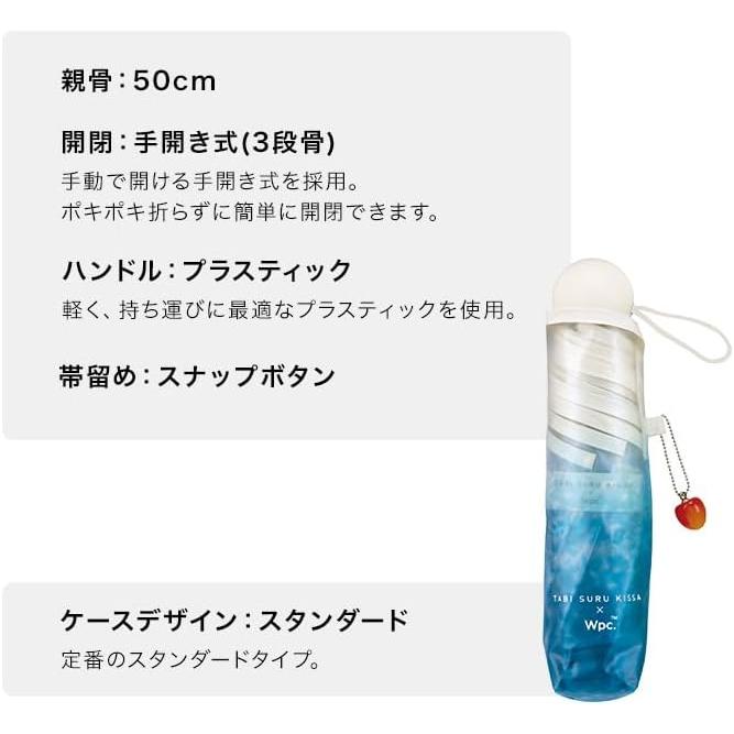 Wpc. × Traveling Coffee Shop Cream Soda Umbrella Mini – Folding Vinyl Rain Umbrella, Green & Blue