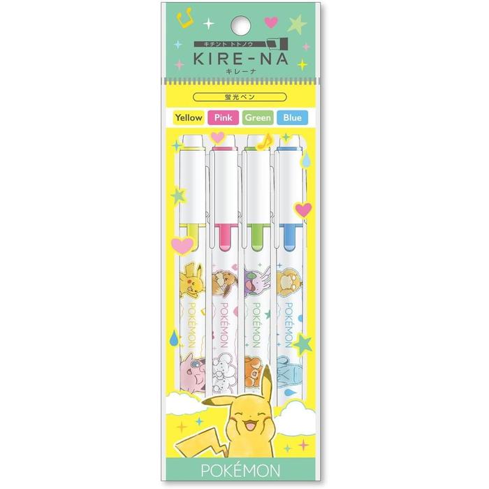 SHOWA NOTE Pokémon KIRE-NA Highlighter – 4-Color Set, 2 Color Sets