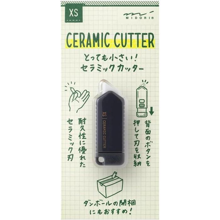 MIDORI XS Ceramic Cutter – Ultra-Compact Refillable Cutter, 4 Colors + Replacement Blade