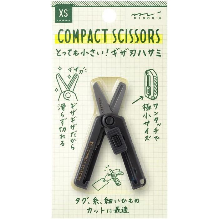 MIDORI XS Compact Scissors – Serrated Blade, 4 Colors