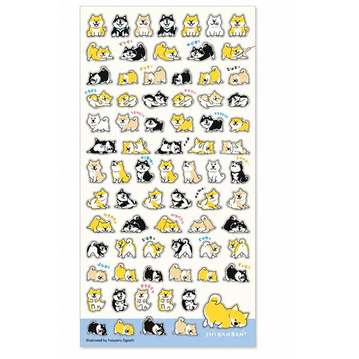 MIND WAVE Shibanban Petit Petit Zurizuri Sticker Sheet – Shiba Inu Stickers