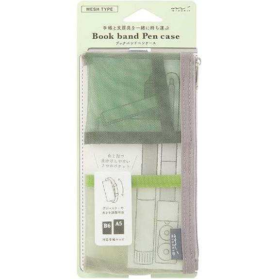 MIDORI Book Band Pen Case Mesh – B6 to A5, 4 Colors