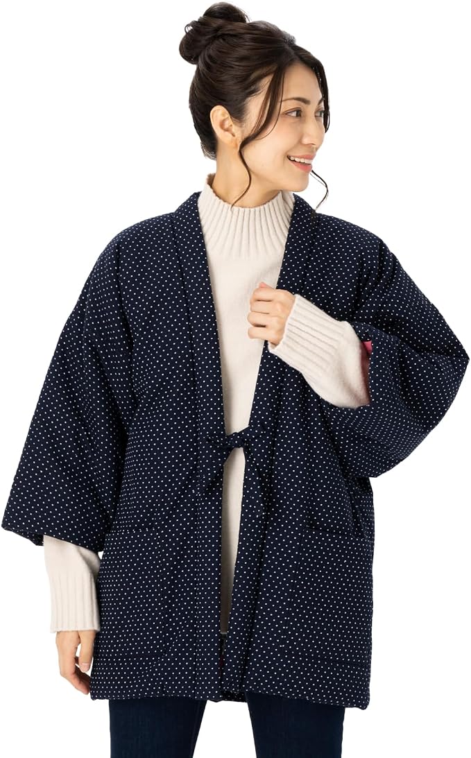 Watanosato Women's Kurume Dobby Hanten 8080 – Cotton-Filled Japanese Winter Jacket, 6 Designs