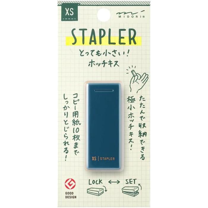 MIDORI XS Compact Stapler – Foldable Mini Stapler with Remover, 4 Colors