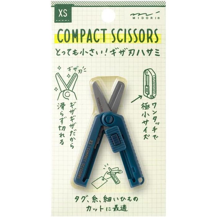 MIDORI XS Compact Scissors – Serrated Blade, 4 Colors