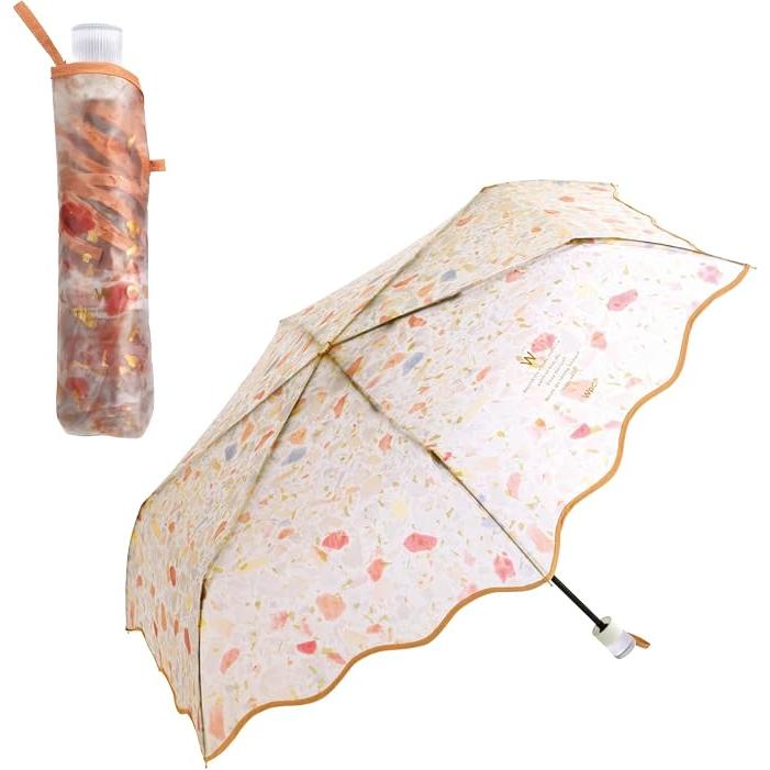 Wpc. Pale Stone Umbrella Mini – Folding Clear Rain Umbrella, Terrazzo Design