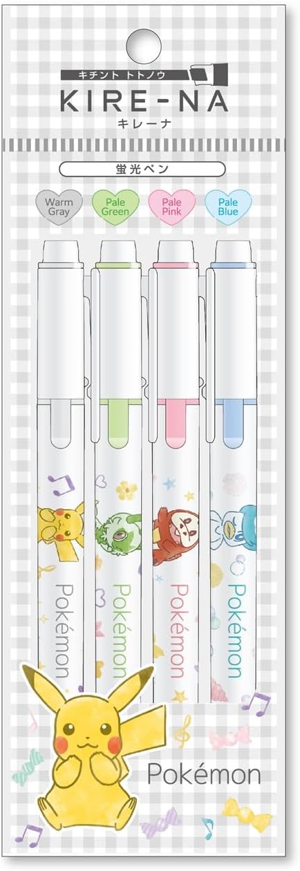 SHOWA NOTE Pokémon KIRE-NA Highlighter – 4-Color Set, 2 Color Sets