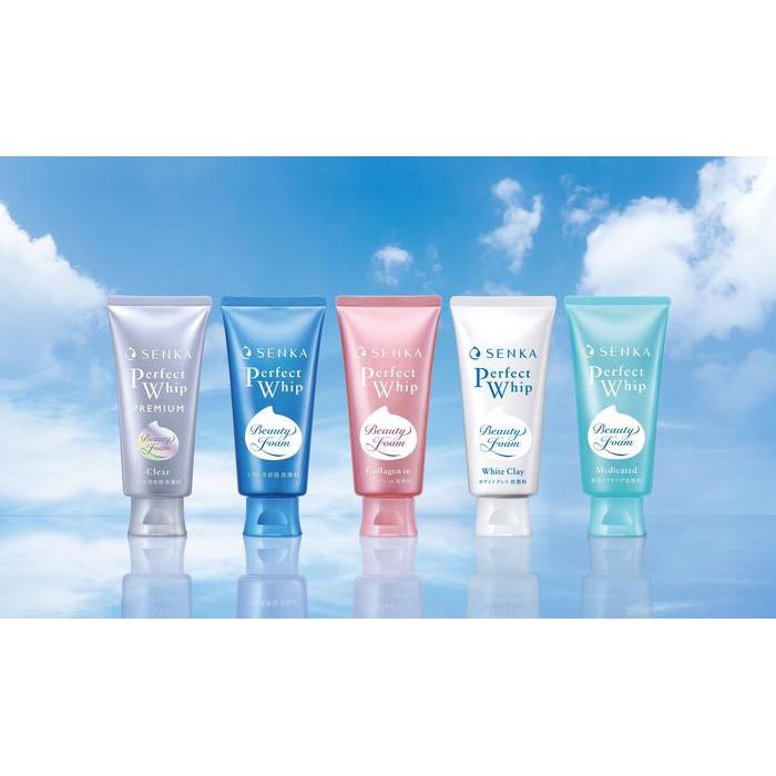 SENKA Perfect Whip Collagène In - Crème nettoyante pour le visage au collagène 120g [Sans alcool]