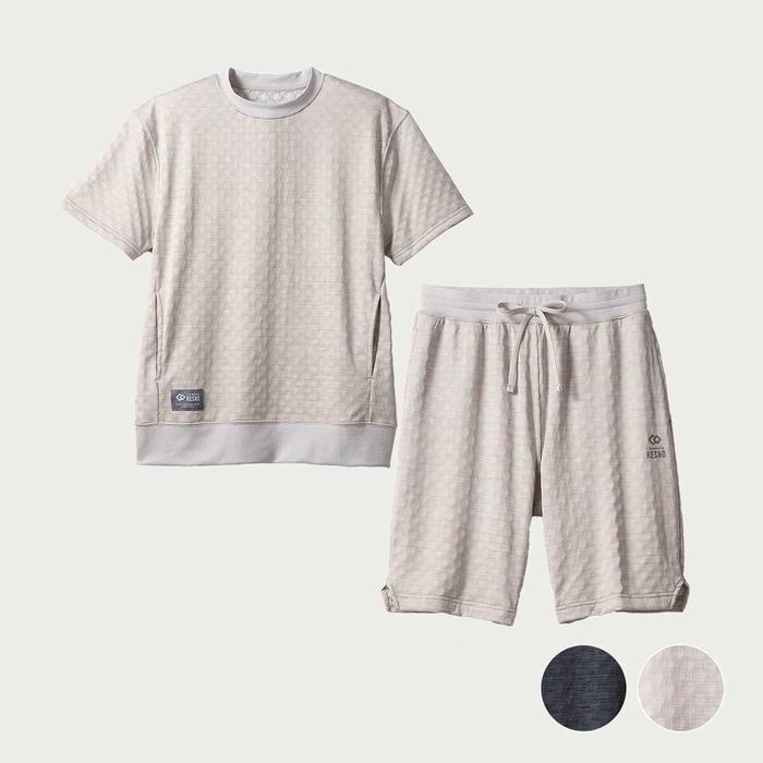 Colantotte RESNO MAGNE Recovery Wear PLUS Kurzarmoberteil und Shorts Set, Magnetische Erholungs-Schlafbekleidung, Medizinisches Gerät, Unisex, Melange Beige