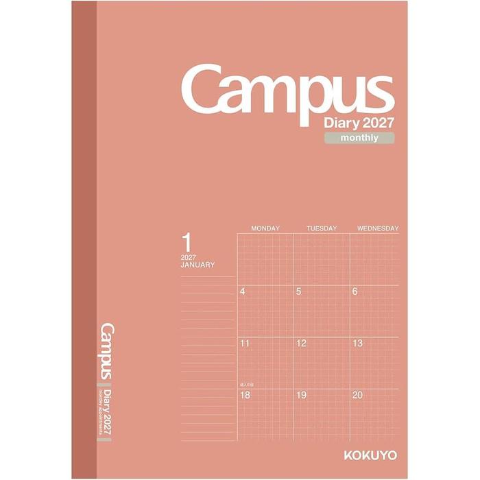 KOKUYO Campus Diary 2027 Monthly Grid A5 – December 2026 Start, 3 Colors