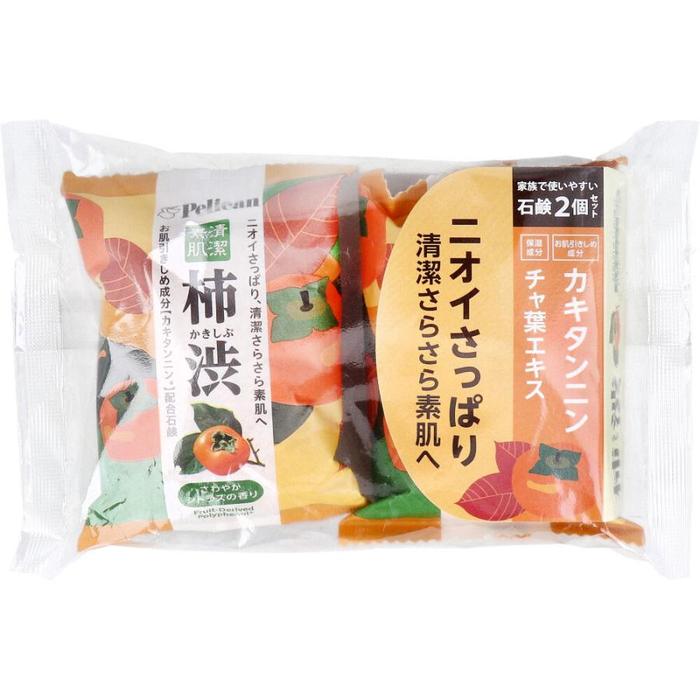 Pelican Family Soap – Kaki shibu Persimmon Juice with Tea Leaf Extract 2 x 80g [With alcohol]