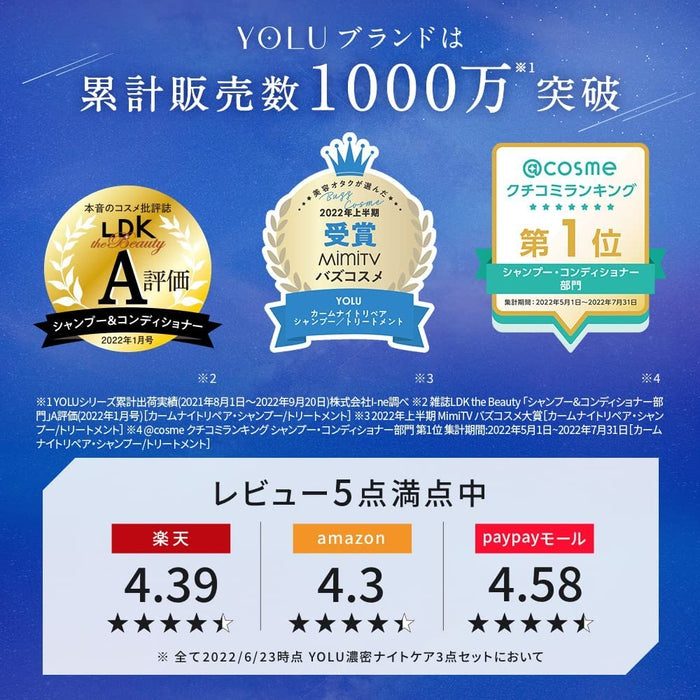 YOLU Calm Night Repair Regenerating Night Conditioner NUMBER 1 COSME! 440ml [Without alcohol]
