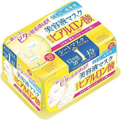 KOSE Clear Turn - Moisturizing sheet masks with hyaluronic acid (30 pieces) [With alcohol]