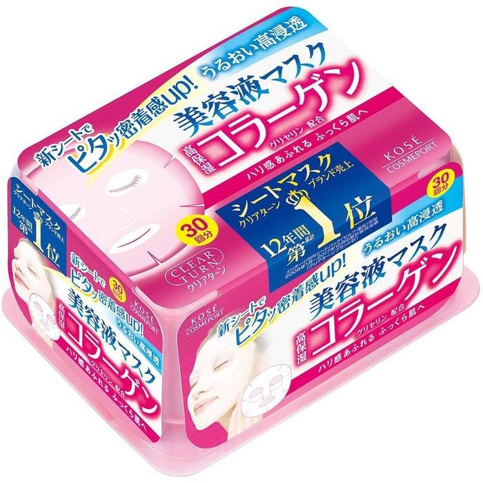 KOSE Clear Turn - Firming sheet masks with collagen (30 pieces) [Alcohol-free]